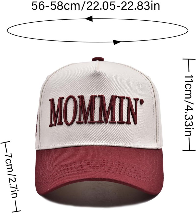 Asadovce Mommin Trucker Hat for Women Embroidered Mom Baseball Cap Adjustable Canvas Vintage Hat for Casual Wear - Image 2